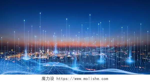 科技粒子网络科技科技背景蓝色科技城市线条商务大数据展板背景